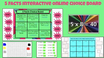 X5 Multiplication Fact Choice Board By Fourth Grade Flex TPT