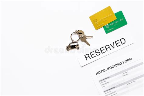 Booking Form For Hotel Room Reservation White Background Top View Space