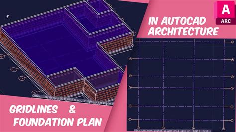 Gridlines And Foundation Plan Story Building In Autocad Architecture