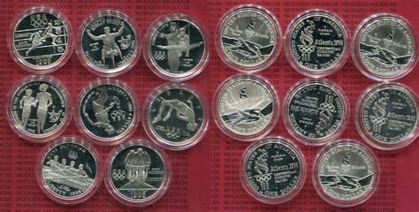 USA Olympics Atlanta Commemoratives 8 x 1 Dollar Silbermünzen PP 1995