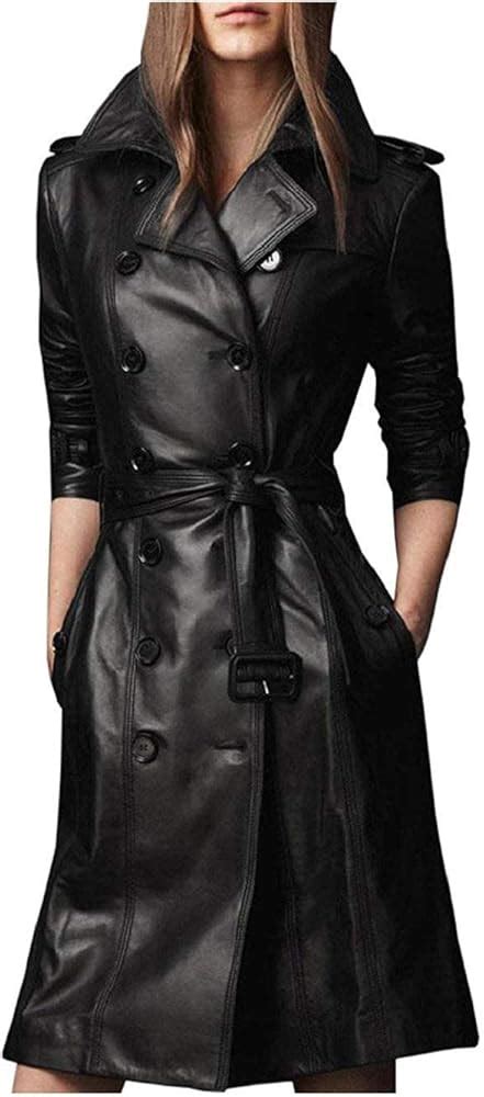 Black Long Leather Trench Coat