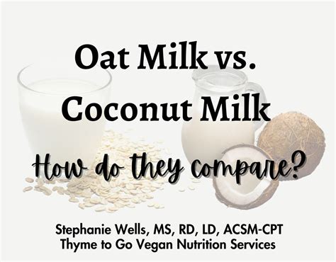 Oat Milk Vs Coconut Milk How Do They Compare Thyme To Go Vegan Nutrition Services