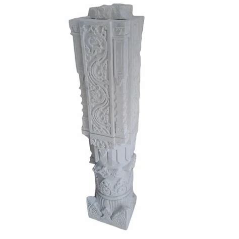 Carved Polished White Marble Carving Pillar For Decoration Size