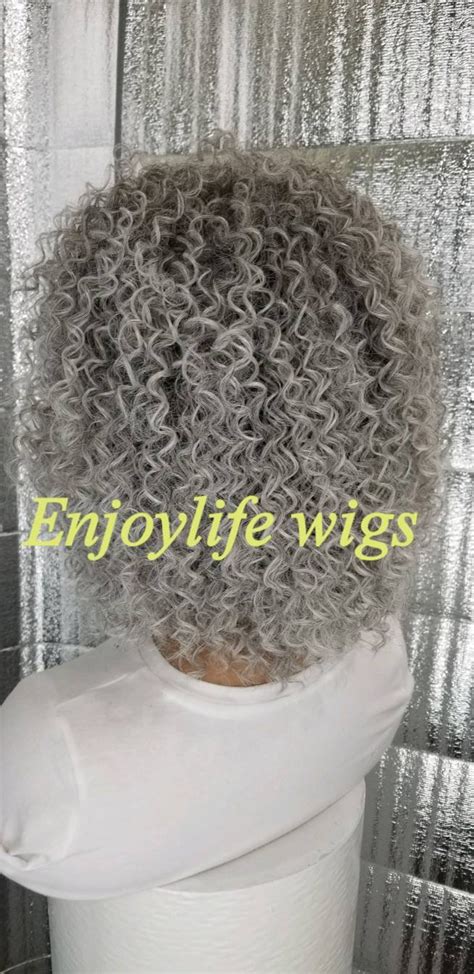 Salt And Pepper Grey Ombre Curly Kinky Afro Wig Natural Etsy