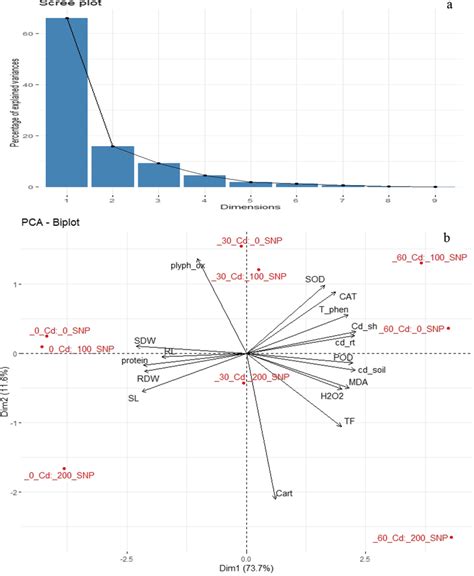 Scree Plot A And Biplot B Showing The Explained Variation By Each