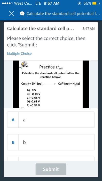 Solved Calculate The Standard Cell Potential For The