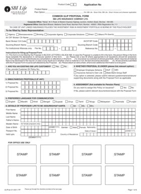 Sbi Life Proposal Form Pdf Fill Online Printable Fillable Blank