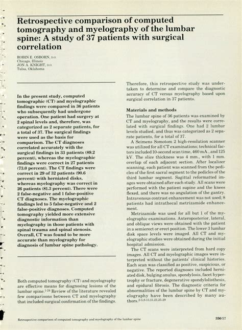 Pdf Retrospective Comparison Of Computed Tomography And Myelography