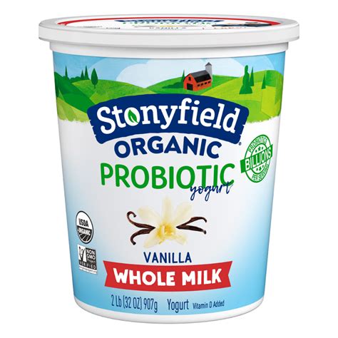 Stonyfield Organic Whole Milk Probiotic Yogurt Vanilla 32 Oz Multi