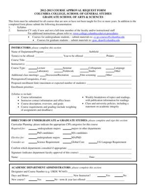 Fillable Online Course Approval Requestbulletin Submission Form