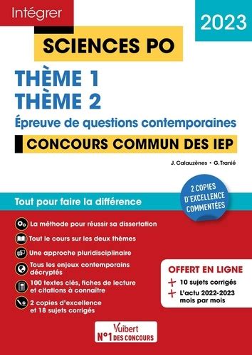 Sciences Po Concours commun IEP Questions contemporaines Thèmes 2023