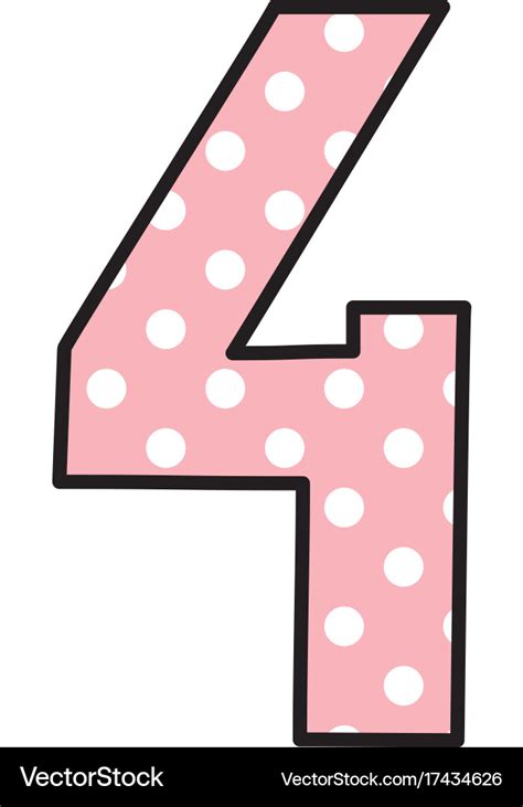 Number With White Polka Dots On Pastel Pink Vector Image