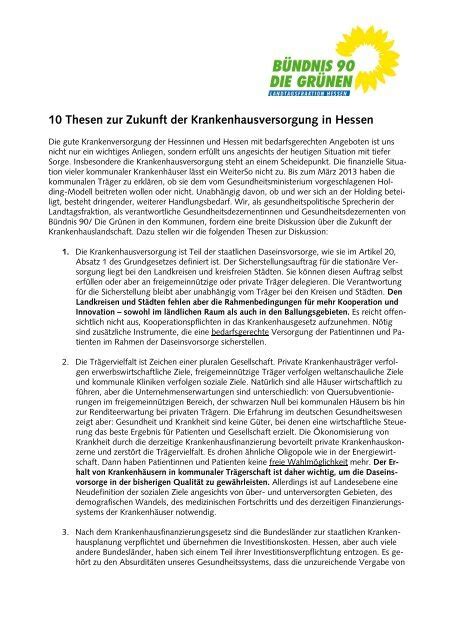 10 Thesen Zur Zukunft Der Krankenhausversorgung In Hessen