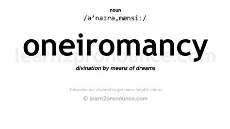 Pronunciation of Oneiromancy | Definition of Oneiromancy - YouTube