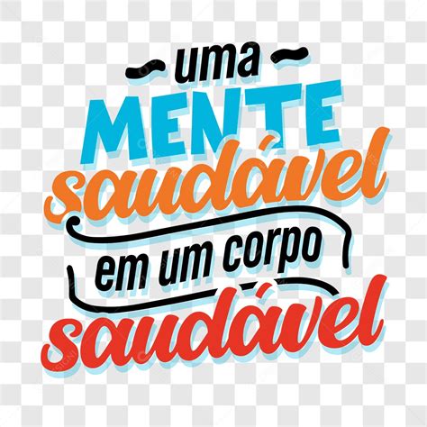 Lettering Uma Mente Saudável Em Um Corpo Saudável EPS PNG download