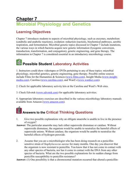 Chapter Microbial Physiology And Genetics