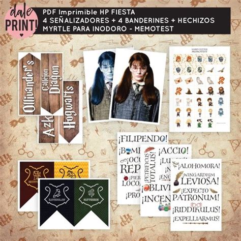 Pdf Imprimible Harry Potter Deco Banderines Hechizos Cartel Dale Print