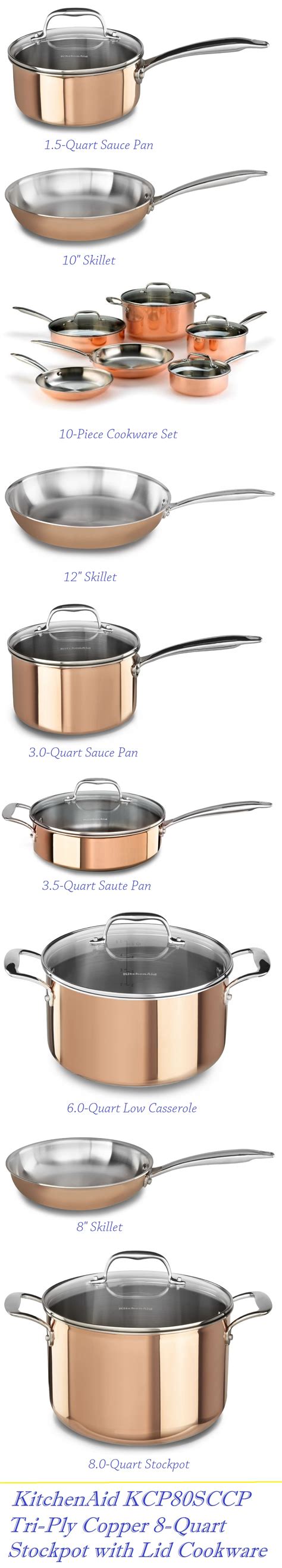 Kitchenaid Kcp Sccp Tri Ply Copper Quart Stockpot With Lid Cookware