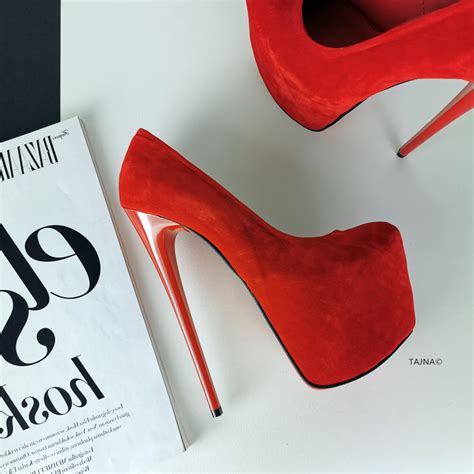 Red Suede High Heel Pumps Tajna Club