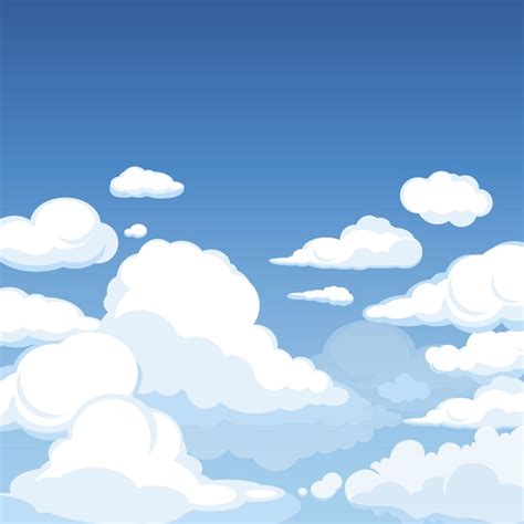 Cielo Con Nubes Esponjosas Limpie El Panorama Azul De La Ilustración