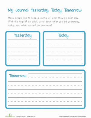 Yesterday Today And Tomorrow Worksheet Education