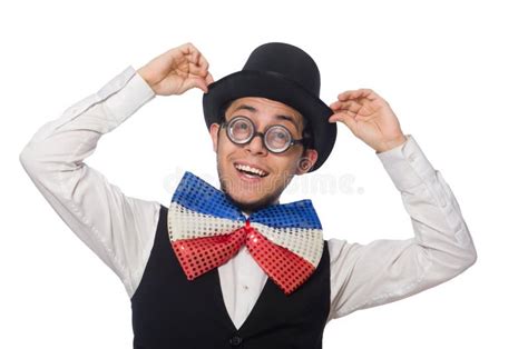 The Funny Man Wearing Giant Bow Tie Stock Photo Image Of Isolated