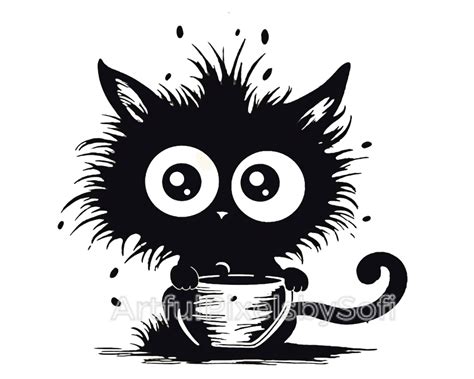 6 Crazy Funny Coffee Cat Clipart 6 Designs 406 Dpi Printableno