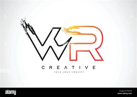 WR creativo diseño de logotipo Vetor moderno con colores naranja y