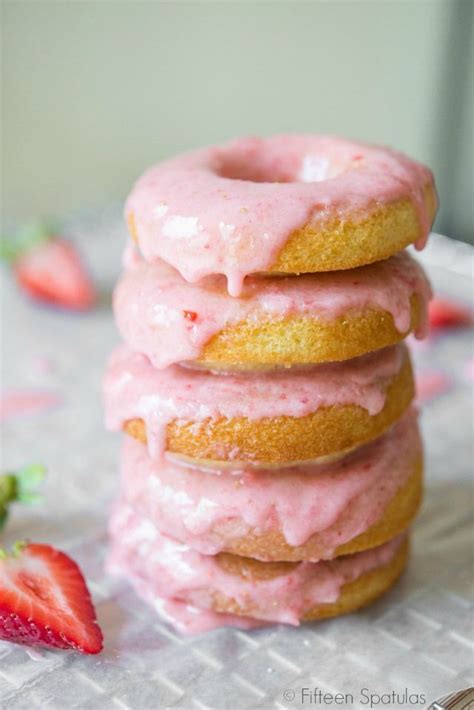 Baked Doughnuts With Fresh Strawberry Glaze Recipe Fifteen Spatulas Joanne Ozug Best Dessert