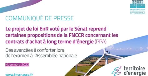 Adoption Par Le Sénat Du Projet De Loi Enr Et Ppa Territoire Dénergie