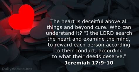 Jeremiah 17:9-10 - Bible verse - DailyVerses.net