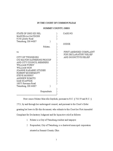 1st Amended Complaint Zoning Local Ordinance