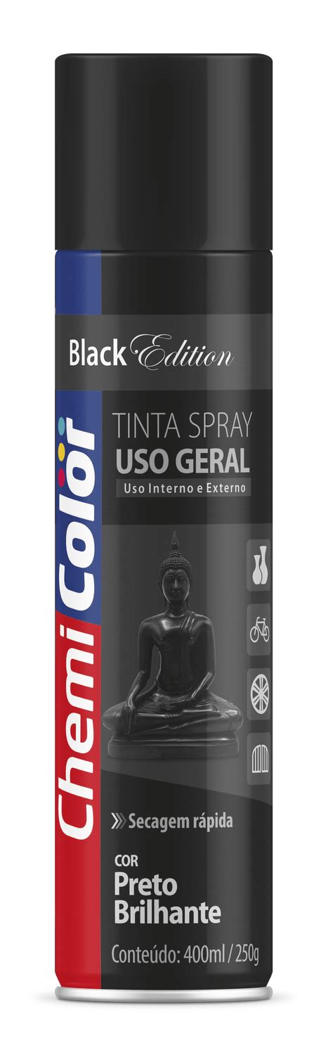 Tinta Spray Uso Geral Preto Brilhante 400ml Chemicolor Loja Brafer