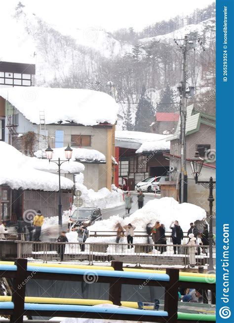 Beautiful And Quaint Ginzan Onsen In Obanazawa During The Winter Time In The Snow Editorial