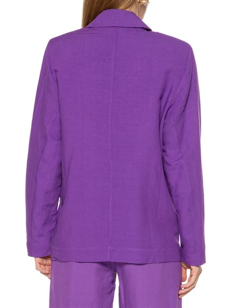 Blazer Linho Alfaiataria L Cecci Roxo Oqvestir