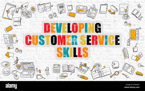 Developing Customer Service Skills Concept Doodle Design Stock Photo