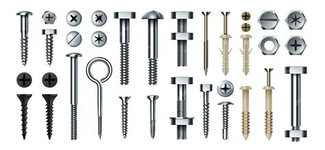 Premium Vector Bolt And Screw Realistic Metal Fasteners With Nuts 3d