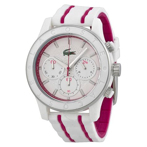 Lacoste Charlotte Chronograph White Dial White Rubber Ladies Watch 2000843 0885997118996