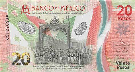 Mexico 20 Pesos 2021 Unc Polymer