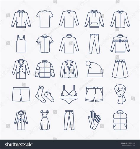 Clothes Linear Icons Vector Outline Clothes Stock Vector (Royalty Free ...