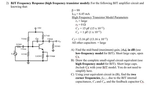 Solved Bjt Frequency Response High Frequency Transistor Chegg