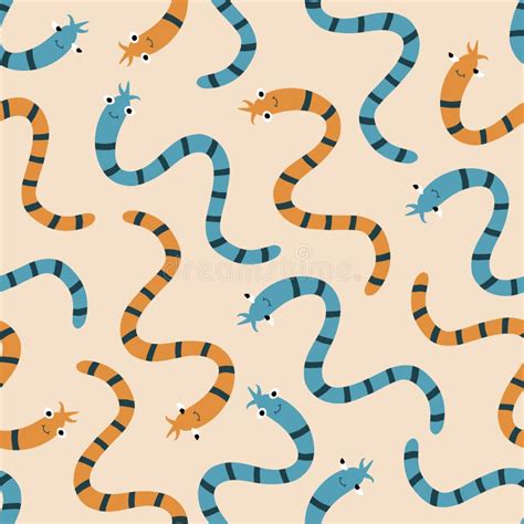 Cute Worms Hand Drawn Vector Illustration Funny Colorful Character In