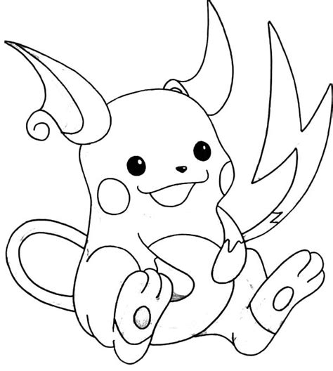 Cute Raichu Coloring Page Color Luna