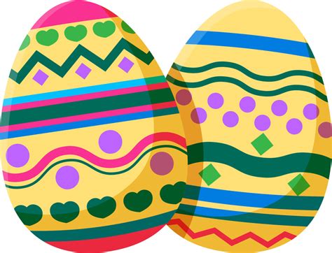 Easter Element Icon Illustration With Decorative Eggs Png