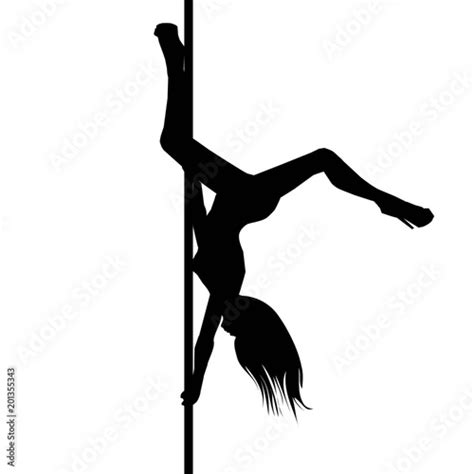 Vector Silhouette Of Girl And Pole On A White Background Pole Dance Illustration Eps10 Buy