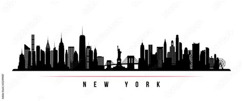 Vektorov Grafika New York City Skyline Horizontal Banner Black And