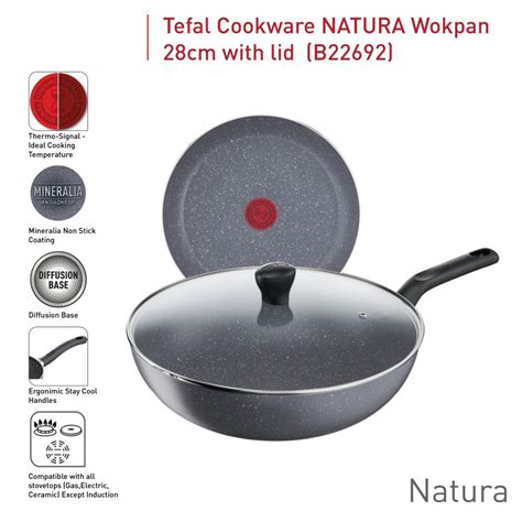 Tefal Natura Wokpan With Lid 28cm B22692 Shopee Malaysia