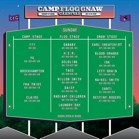 Camp Flog Gnaw 2025 Set Times And Locations - Teena Myrilla