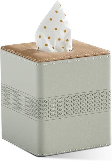 Tissue Box Cover Square Resin Tissue Holder For Home Decor Hand Carved Leather