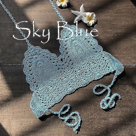 Virkad bikini topp virkad topp Bikini Topp Bikini Strandkläder Croshet Kläder Boho Top